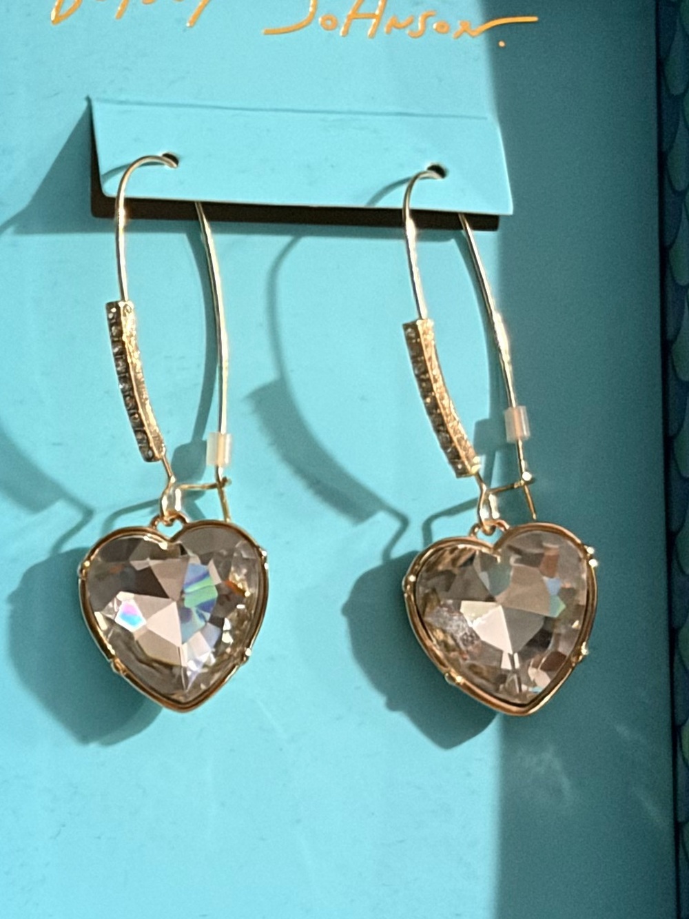 Betsey Johnson gold-Tone Faceted Heart Drop Earrings - Picture 13 of 13